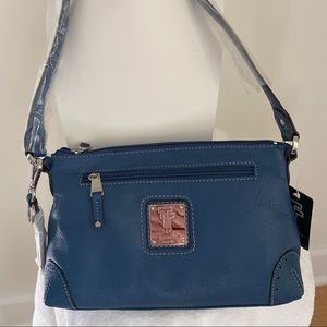Tignanello NWT Navy Blue Shoulder Purse Silver Hardware with Key Clip